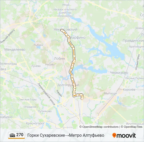 Маршрутка 270: карта маршрута