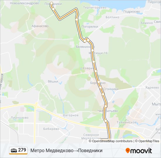 279 shuttle Line Map