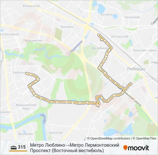 Маршрутка 315: карта маршрута