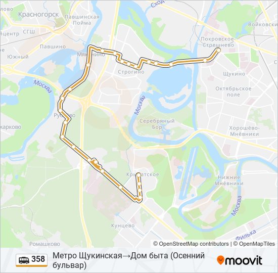 Маршрутка 358к. Маршрут 358. Схема маршрута 358. Остановка метро Крылатское.