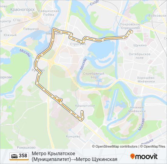 Маршрутка 358: карта маршрута