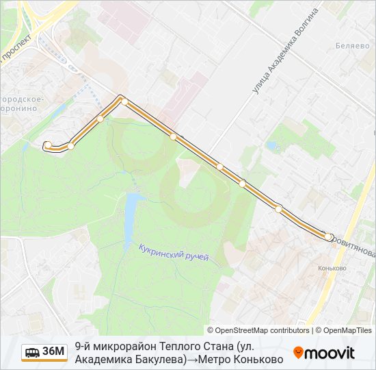 Маршрутка 36М: карта маршрута