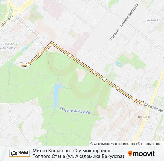 Маршрутка 36М: карта маршрута