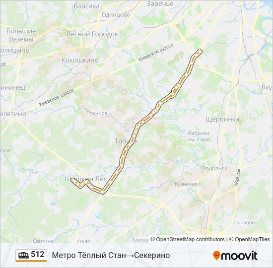 Маршрутка 512: карта маршрута