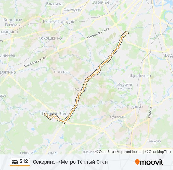 Маршрутка 512: карта маршрута