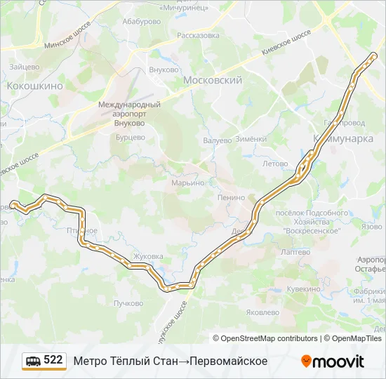 Маршрутка 522: карта маршрута
