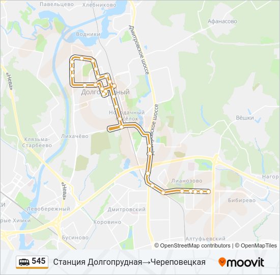 Маршрутка 545: карта маршрута