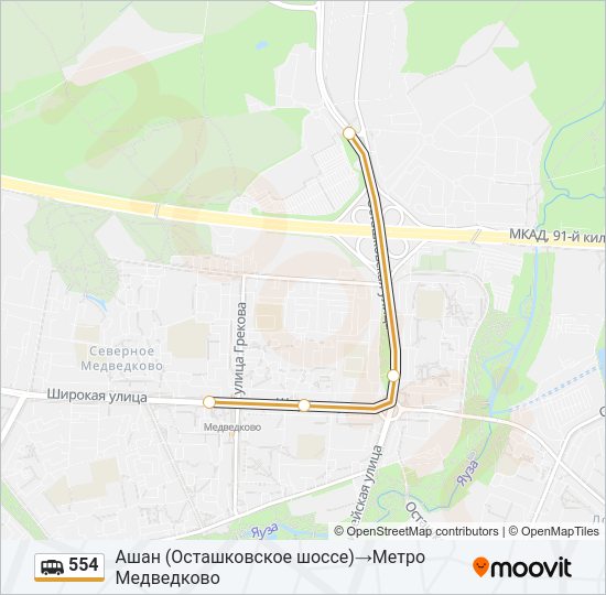 Маршрутка 554: карта маршрута