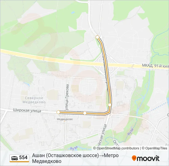554 Shuttle Line Map
