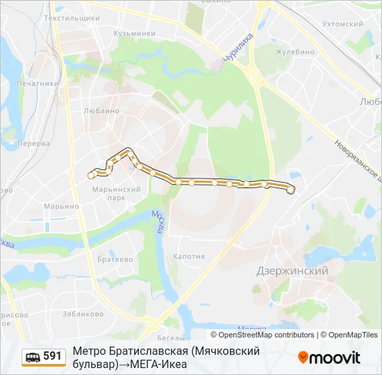 Маршрутка 591: карта маршрута