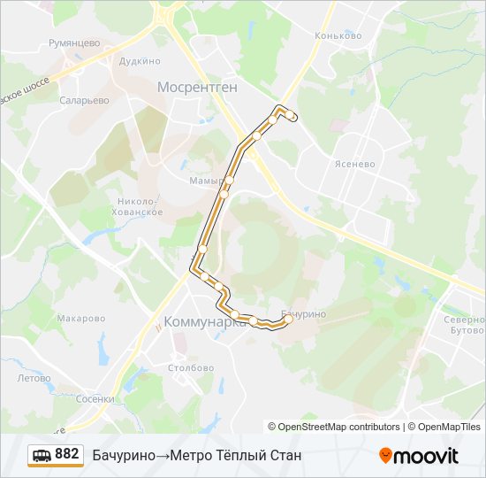 Маршрутка 882: карта маршрута