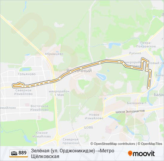 889 shuttle Line Map