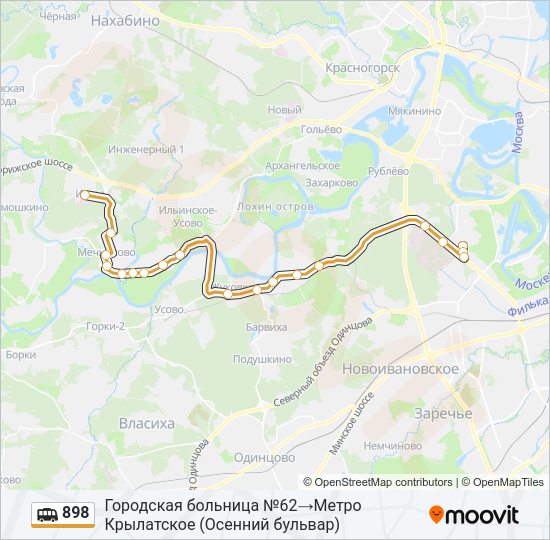 Маршрутка 898: карта маршрута