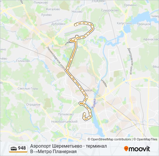 Маршрутка 948: карта маршрута