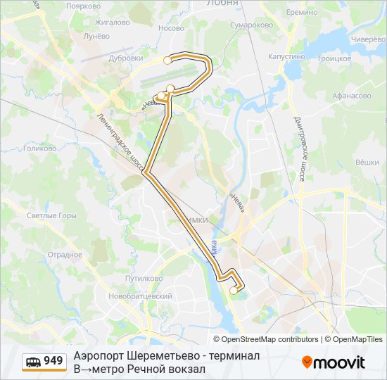 Маршрутка 949: карта маршрута