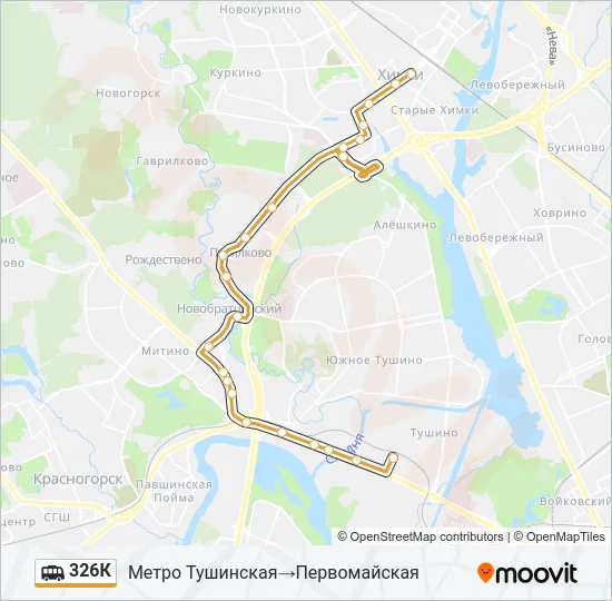 Маршрутка 326К: карта маршрута