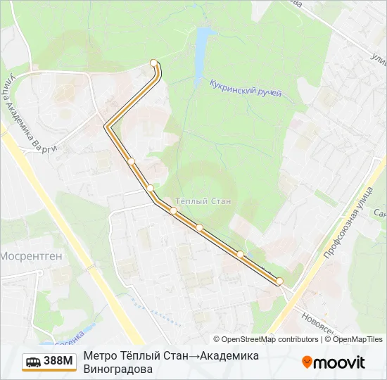 Маршрутка 388М: карта маршрута