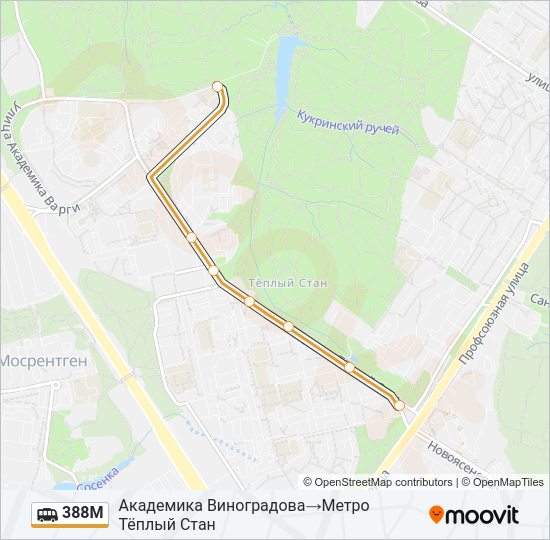 Маршрутка 388М: карта маршрута