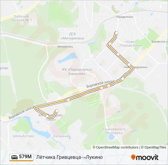 Маршрутка 579М: карта маршрута
