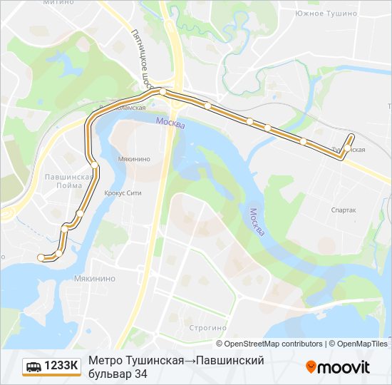 Маршрутка 1233К: карта маршрута