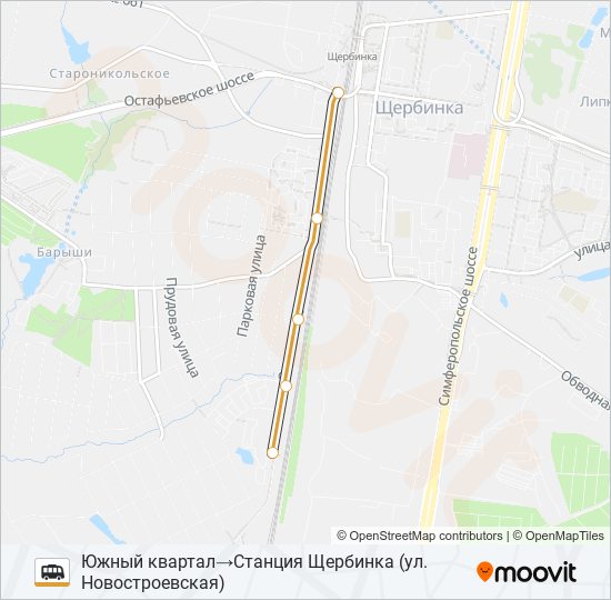 2 (ЮЖНЫЙ КВАРТАЛ) shuttle Line Map