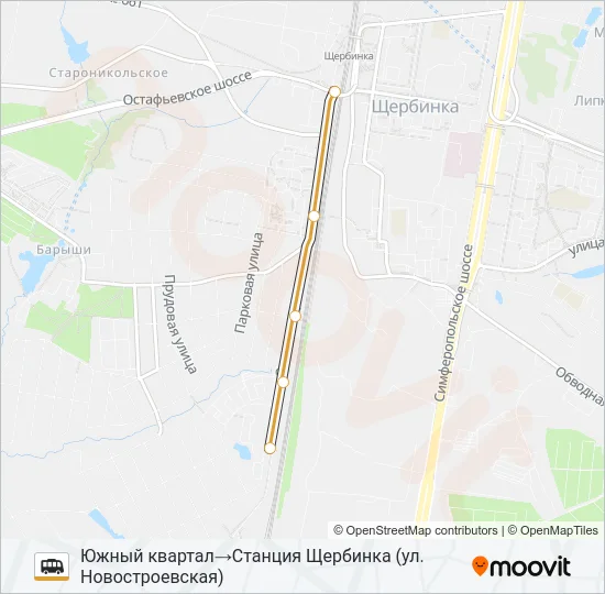 2 (ЮЖНЫЙ КВАРТАЛ) Shuttle Line Map