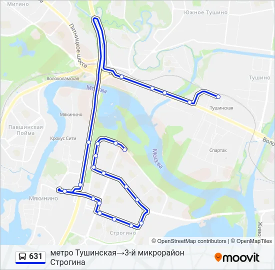 Автобус 631: карта маршрута