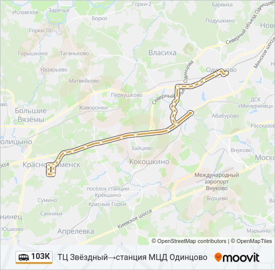 Маршрутка 103К: карта маршрута