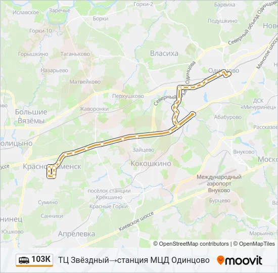 Маршрутка 103К: карта маршрута