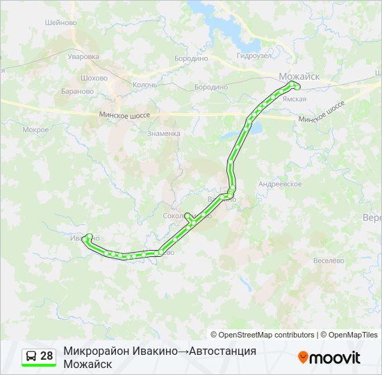 Автобус 28: карта маршрута