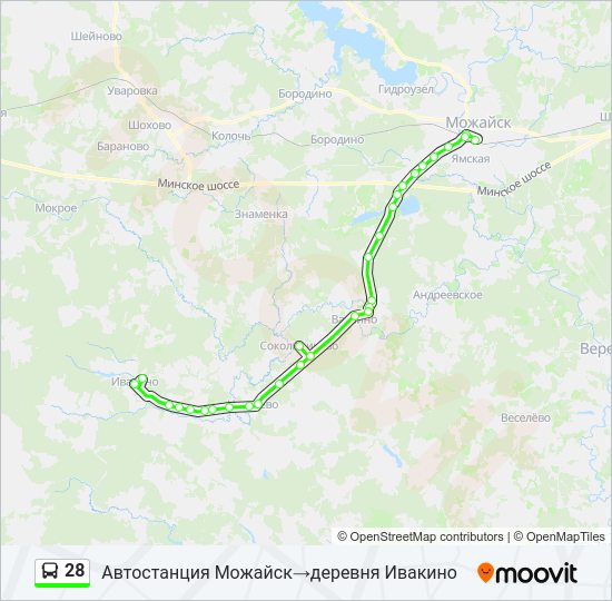 Автобус 28: карта маршрута