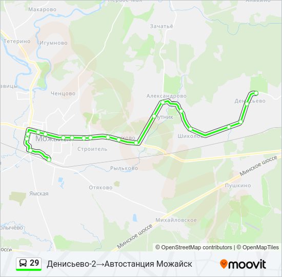 Автобус 29: карта маршрута