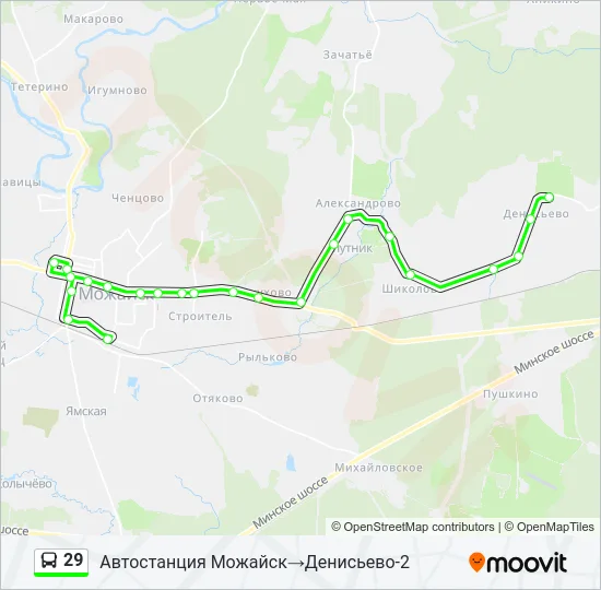 Автобус 29: карта маршрута