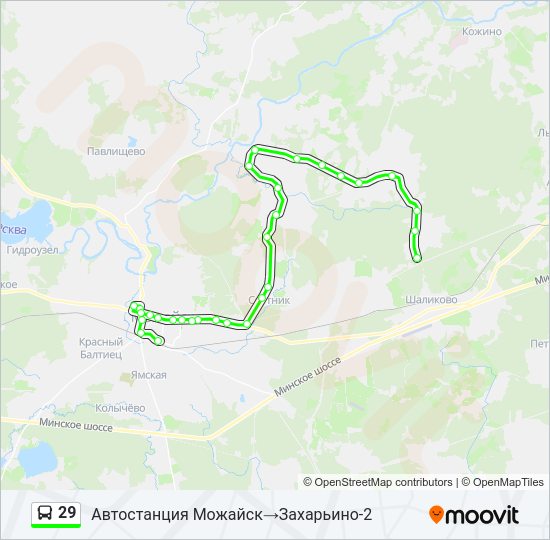 Автобус 29: карта маршрута