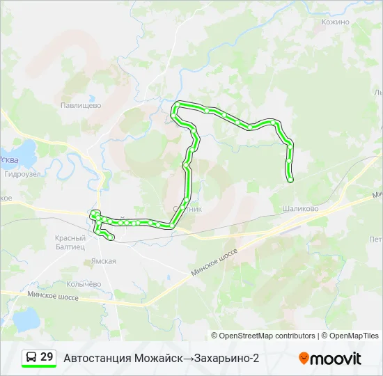 Автобус 29: карта маршрута