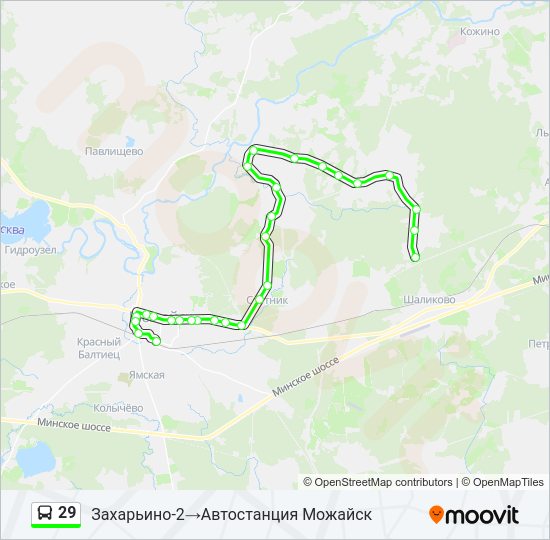 Автобус 29: карта маршрута