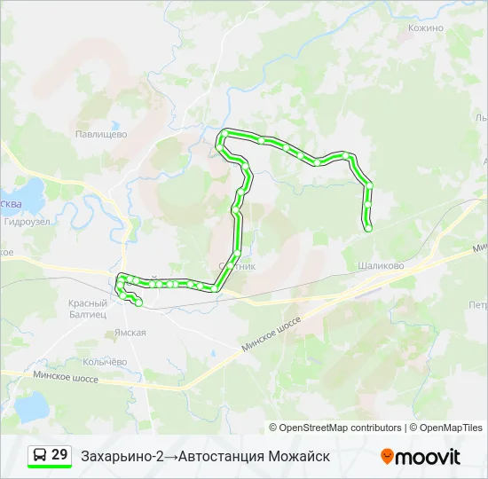 Автобус 29: карта маршрута