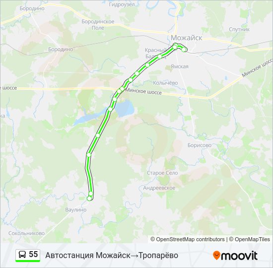 Автобус 55: карта маршрута