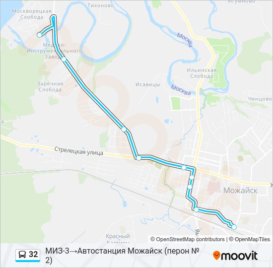 Автобус 32: карта маршрута