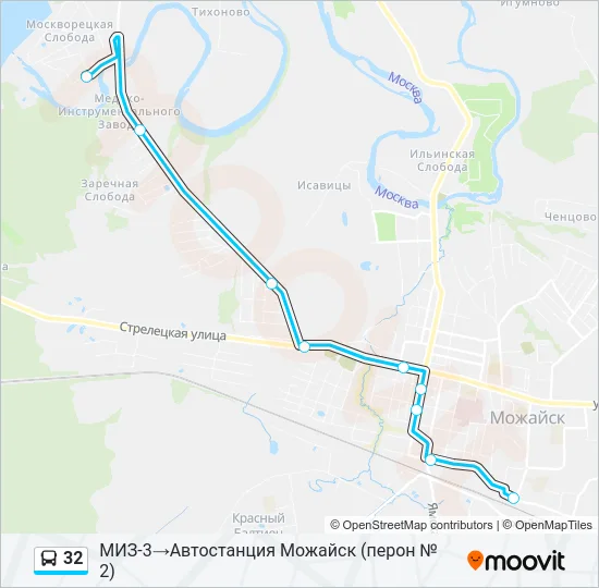 Автобус 32: карта маршрута