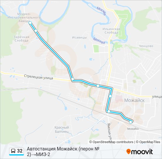 Автобус 32: карта маршрута