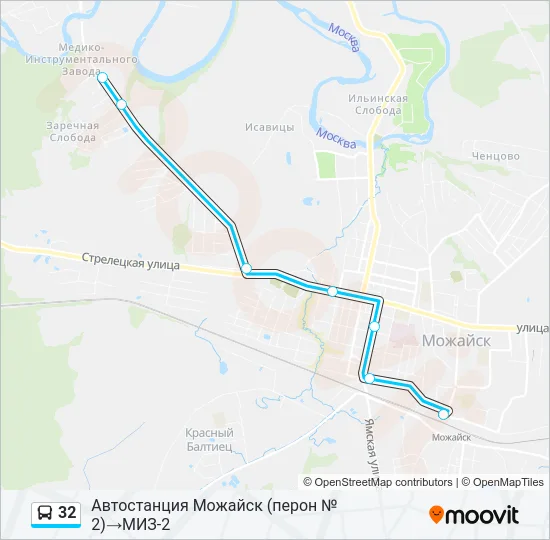 Автобус 32: карта маршрута