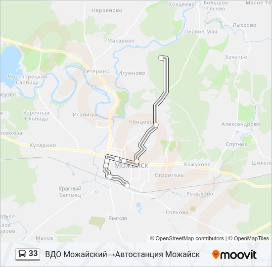Автобус 33: карта маршрута