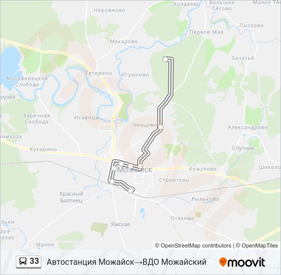 Автобус 33: карта маршрута
