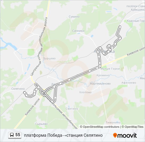 Автобус 55: карта маршрута