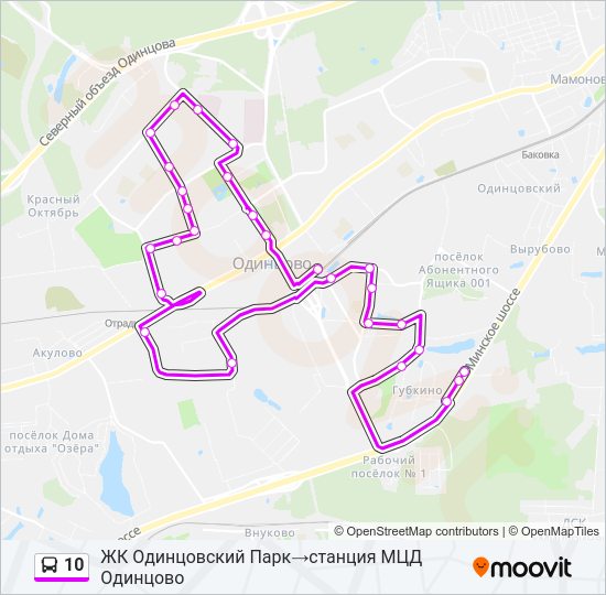 Автобус 10: карта маршрута