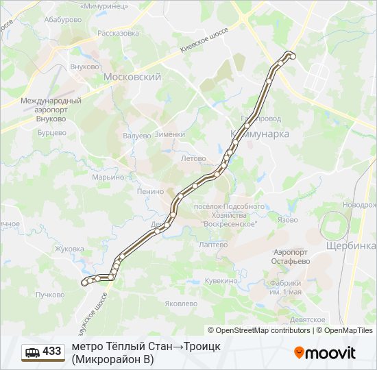 Маршрутка 433: карта маршрута