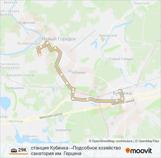 Маршрутка 29К: карта маршрута