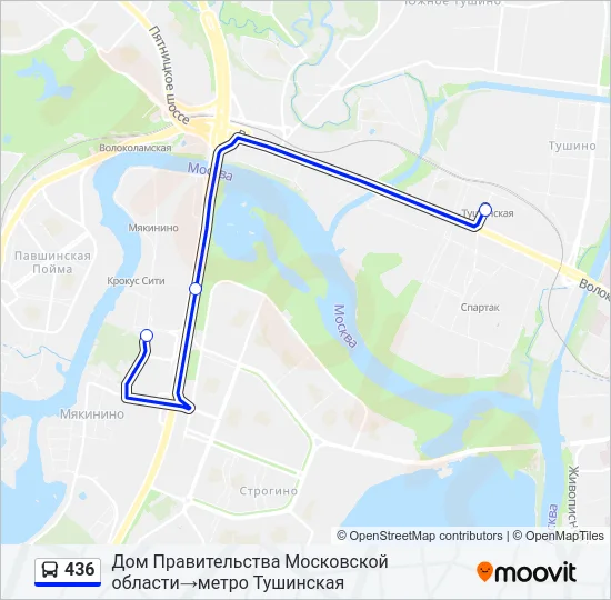 Автобус 436: карта маршрута