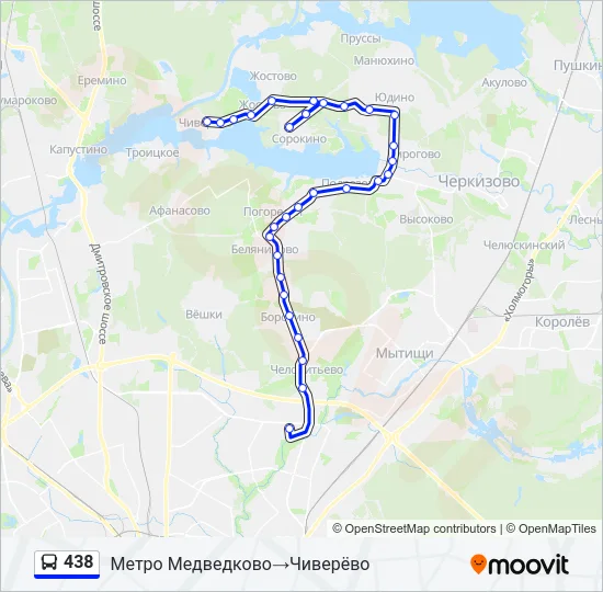 Автобус 438: карта маршрута